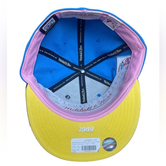 HOUSTON ASTROS x TOPPS Mitchell & Ness Cooperstown Collection Fitted Cap 7 3/8 - Picture 4 of 5